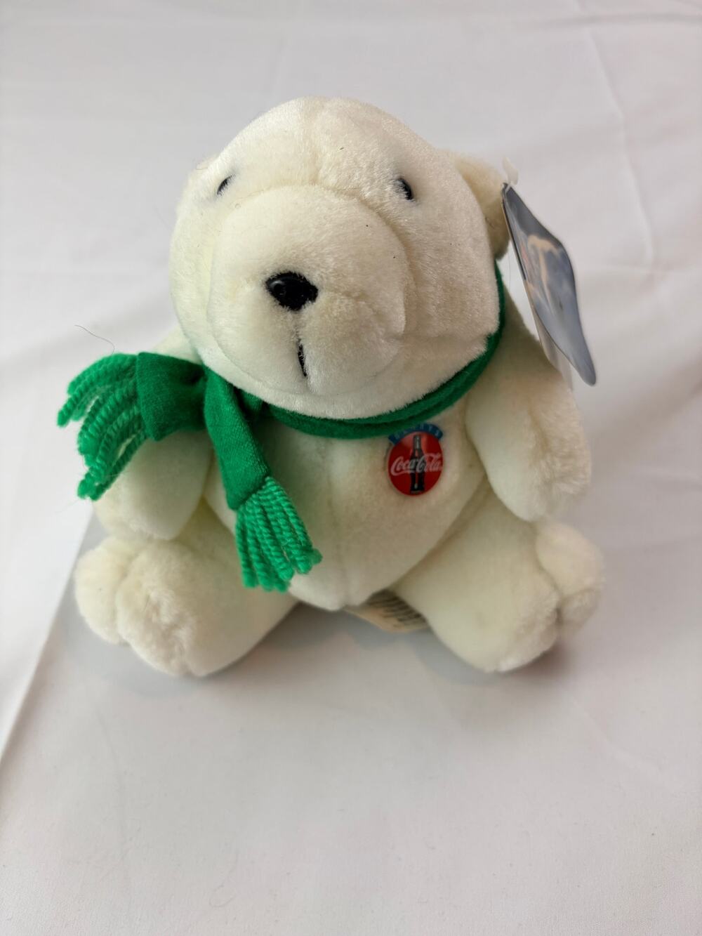Vintage 1993 Coca-Cola Plush Polar Bear Green Scarf w/ Tags Collectible